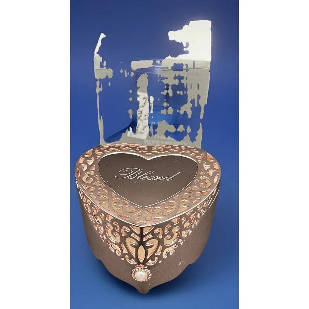 Vtg Things Remembered Trinket Box Rose Gold Lattice Heart Ring Holder Gift 3x3.4